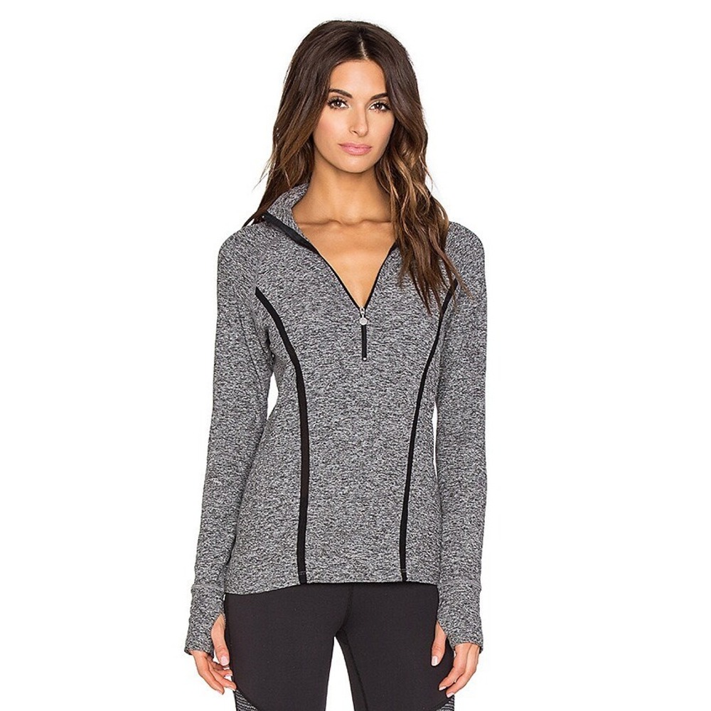 Beyond Yoga Space Dye Lattice Half-Zip Pullover Gray Estimated Size S